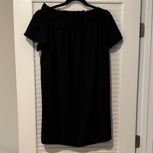 Pleione Black Off-the-Shoulder Ruffle Dress